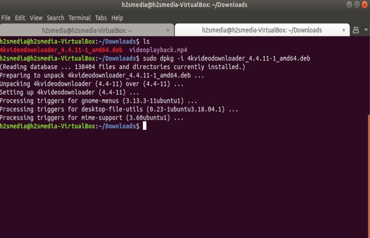 Command line installation of the 4k video downloader