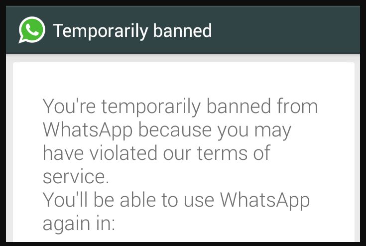 WhatsApp account banned