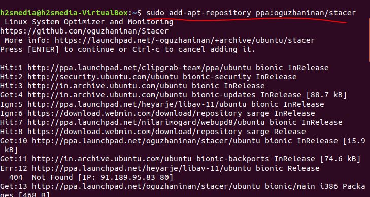 Add stacer repo on Ubuntu via command terminal