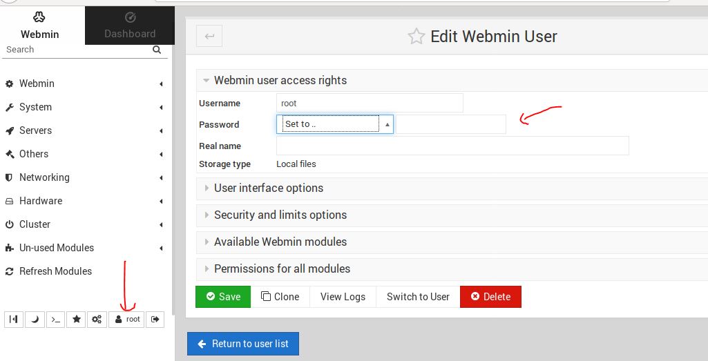 Webmin Default password