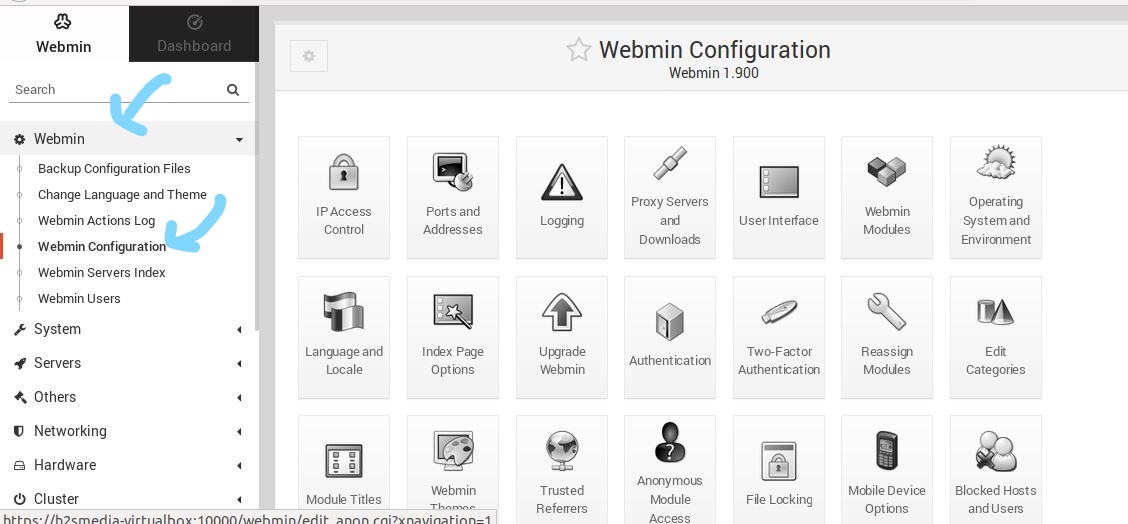 Webmin configuration Ubuntu