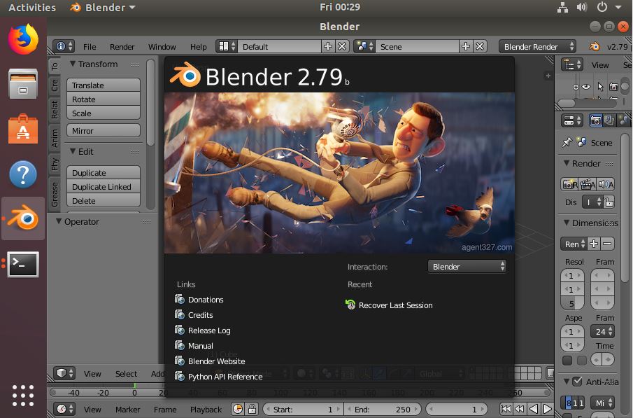 Download and install the Blender on Ubuntu 18, 17, 16, 14