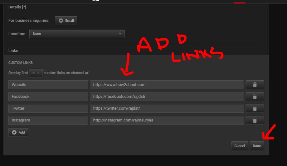 How to add social links to YouTube channel banner -H2S Media