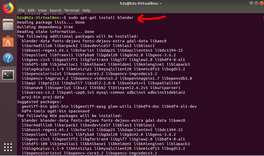 install blender on via command terminal on Ubutnu