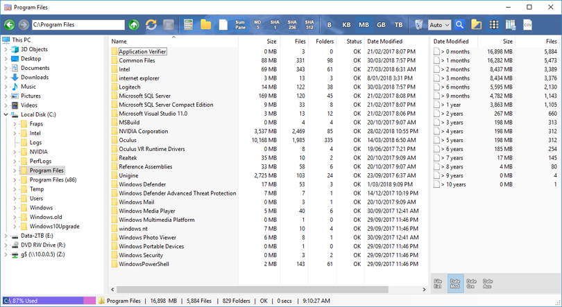 File and folder size explorer tool for Windows 7, 10 and 8
