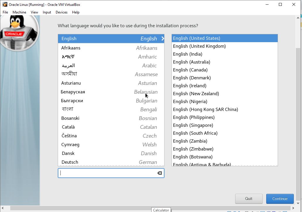 Oracle Linux Installtion 1- Select language