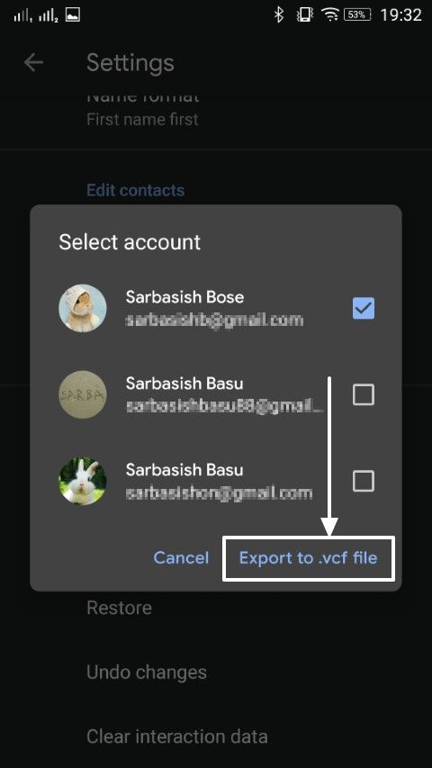 Contacts import export 3