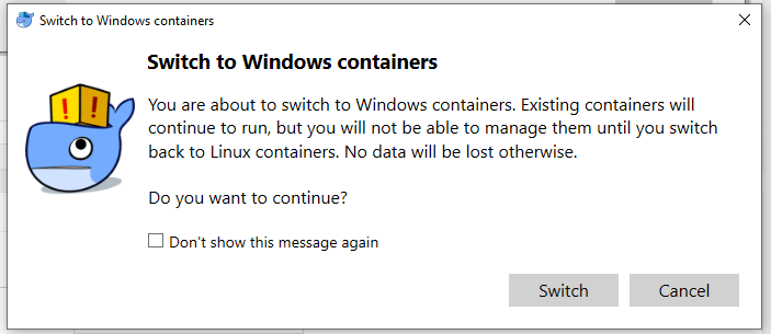Switch WIndows containers to Linux Containers or vice versa