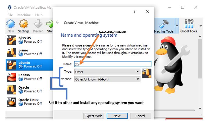 Install any operating system on VirtualBox