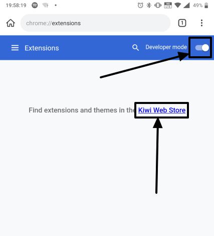 Kiwi browser Chrome apps 3