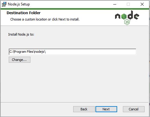 Select the Nodejs installation directory