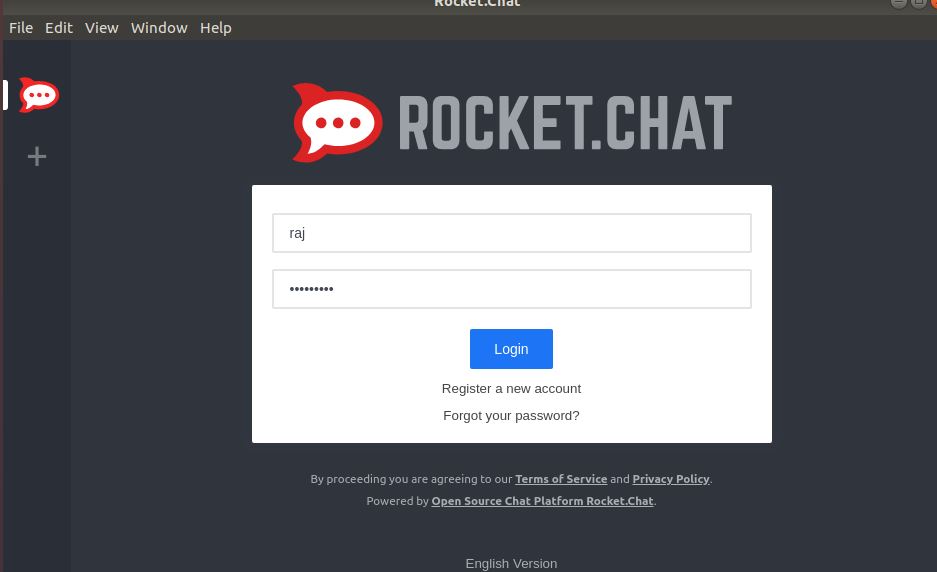 login to rocket chat