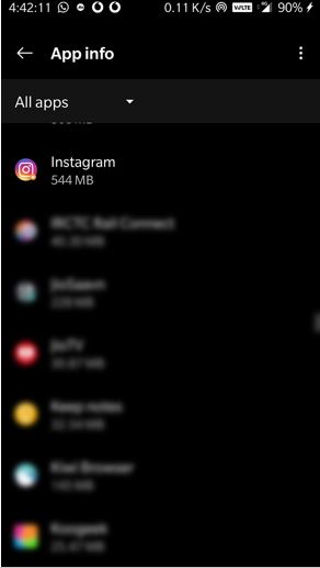 Clear instagram cache Android