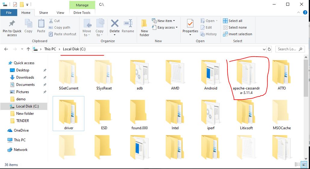 Copy cassandra to Windows C drive