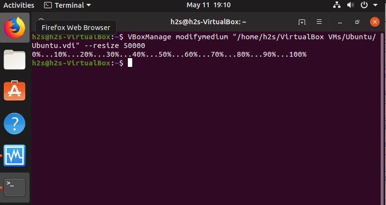 Expand the virtual disk in VirtualBox Ubuntu