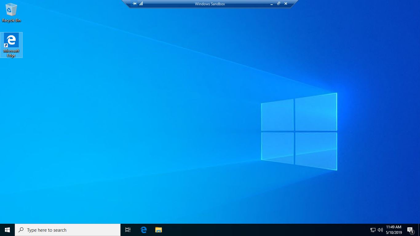 Full screen mode of Windows Sandbox
