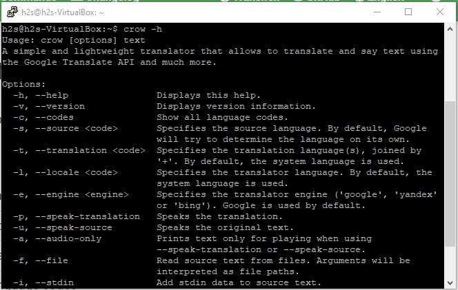 Google translate using CLI commands on Ubuntu