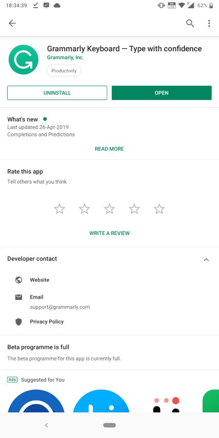 Grammarly on Android 1