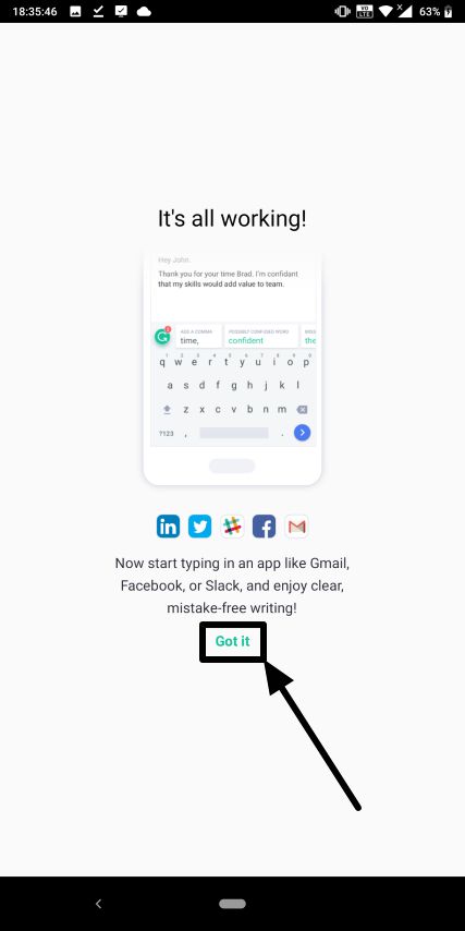 Grammarly on Android 6