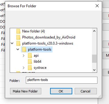 Select platfroms tools folder
