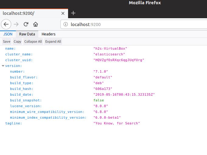 Test Elasticsearch working using browser