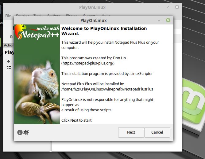 Welcome wizard of PlayOnLinux install