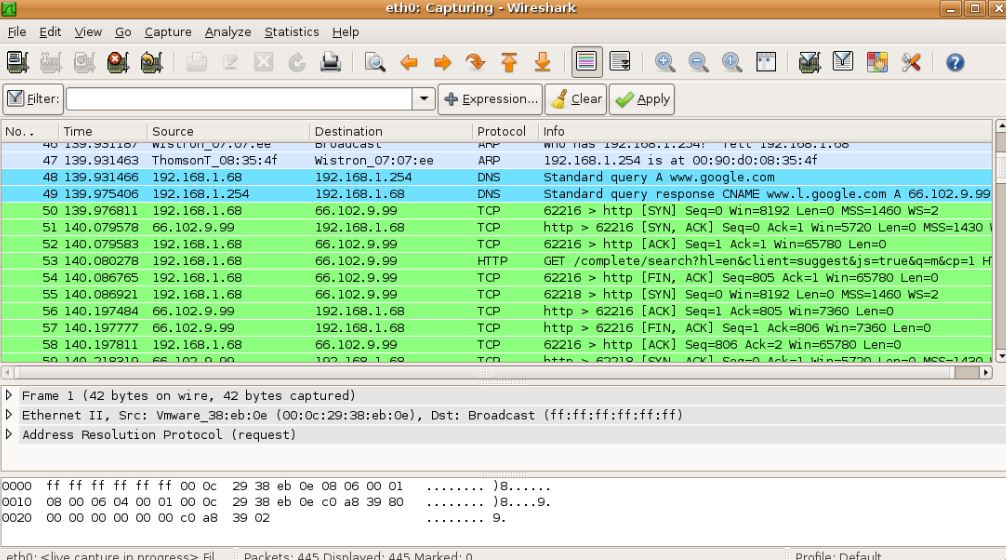 Wireshark Network monitoring application