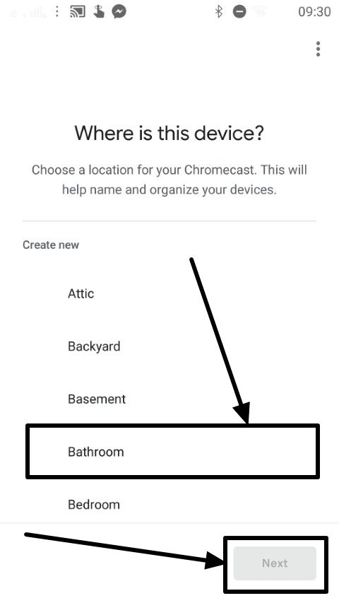 choose location for the device