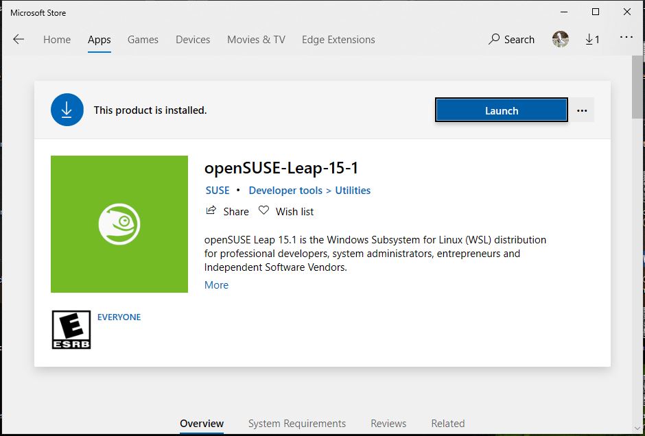 Install OpenSuse on Windows 10 using WSL