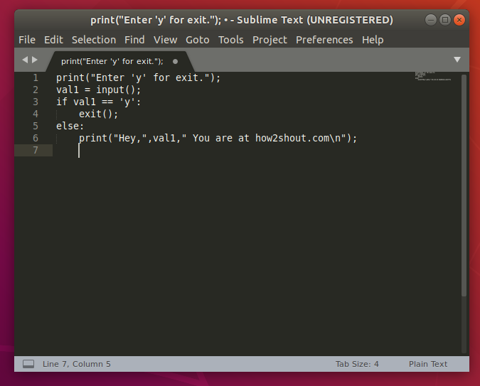 Sublime Text 3 interface