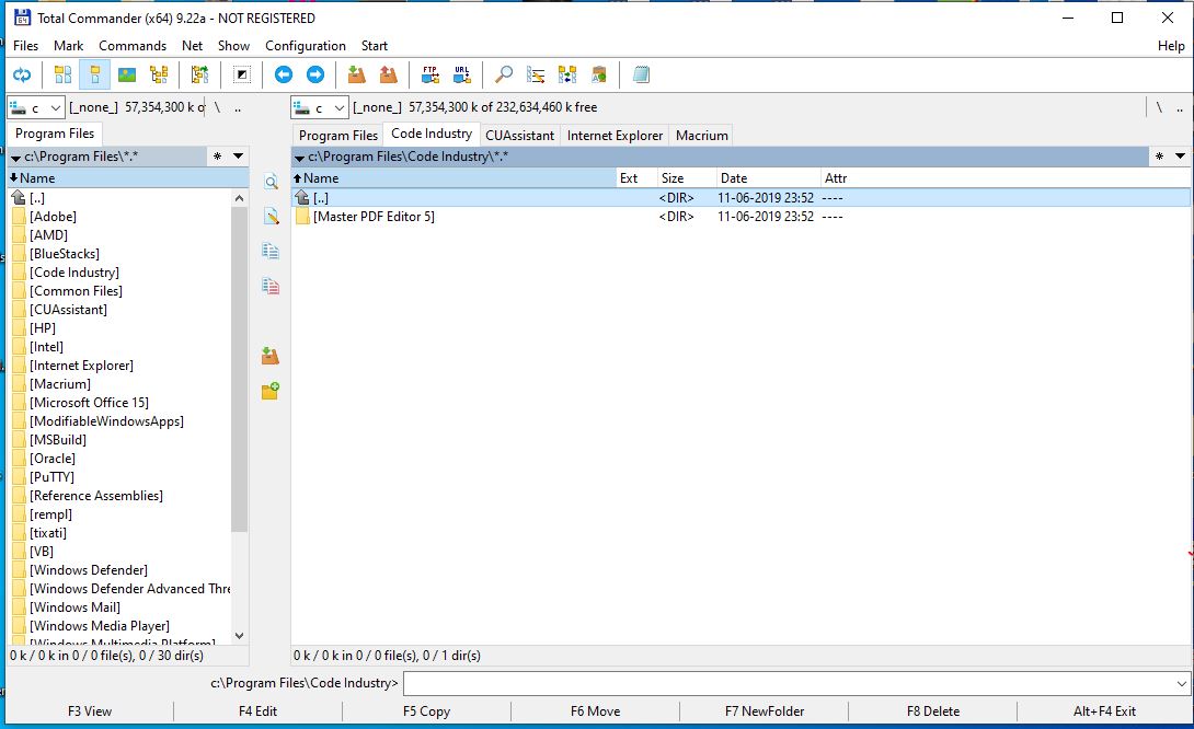 Total commander file manager with tabs