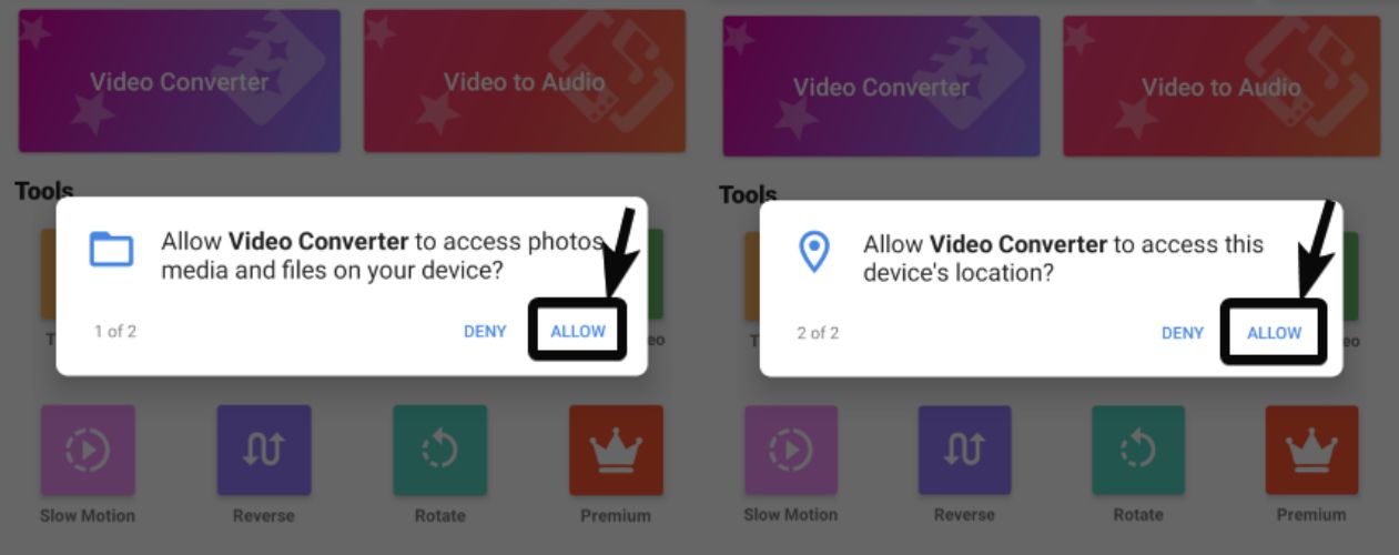 Give permission to Video converter on Android