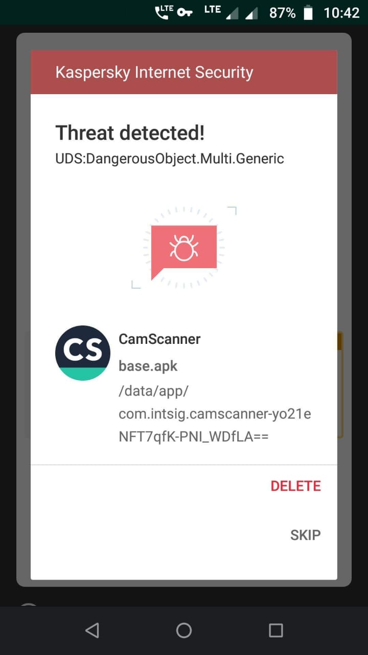 CamScanner Android app got infected by Trojan Dropper Malware