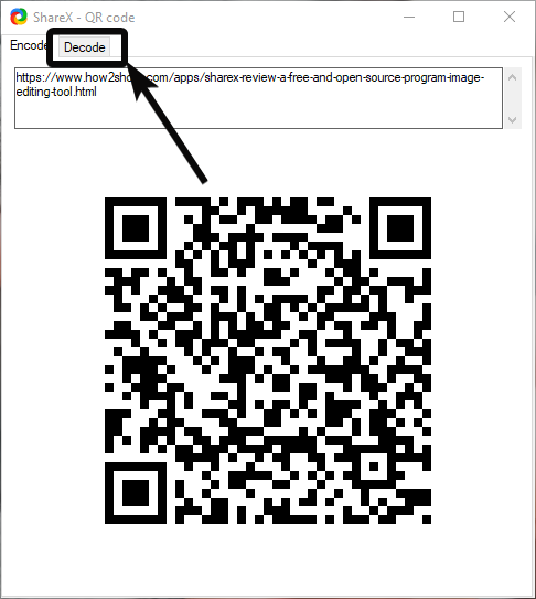 how to scan QR codes on ShareX.