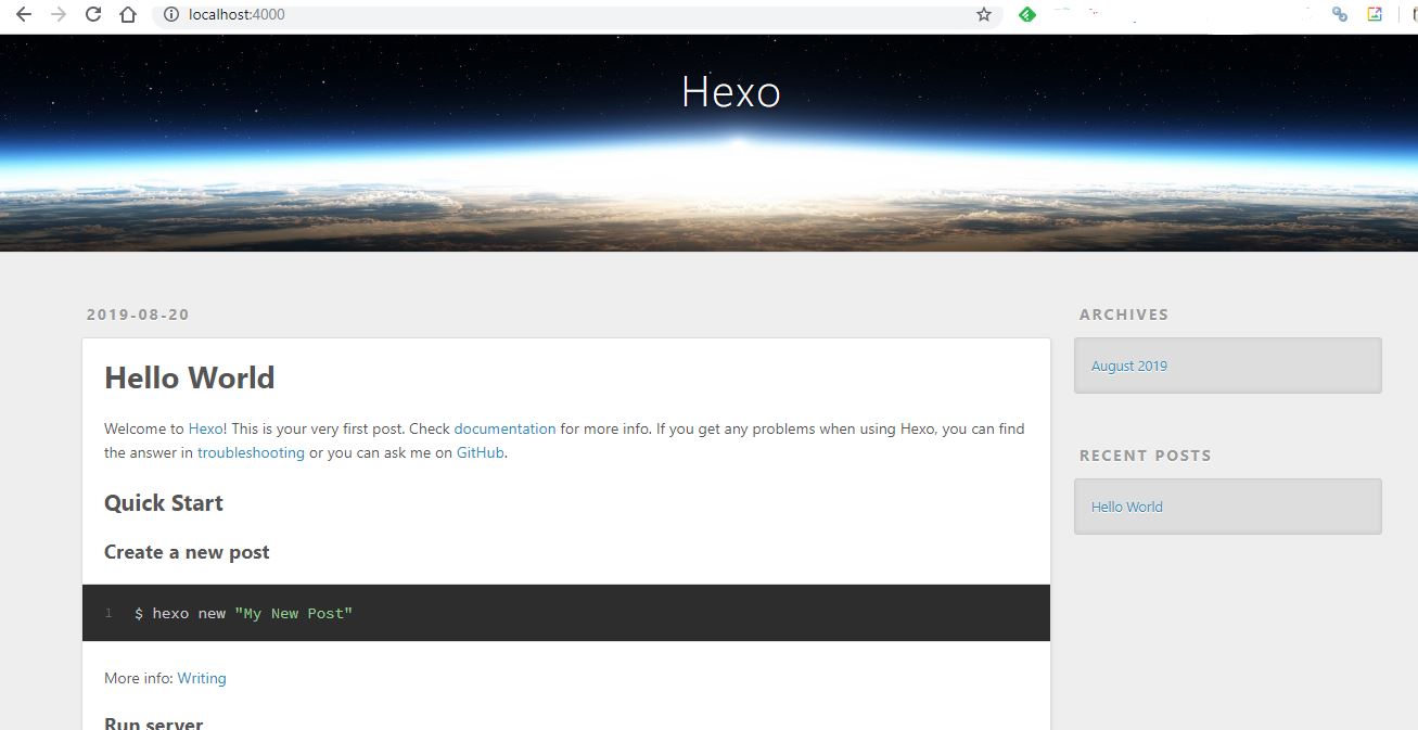 Hexo blog interface