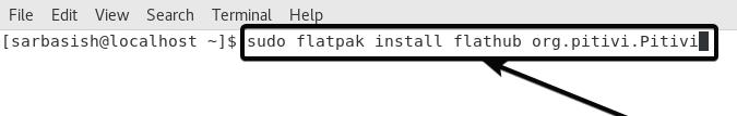 start installing Pitivi Video Editor via flatpak