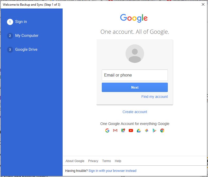 Sign in to Google account