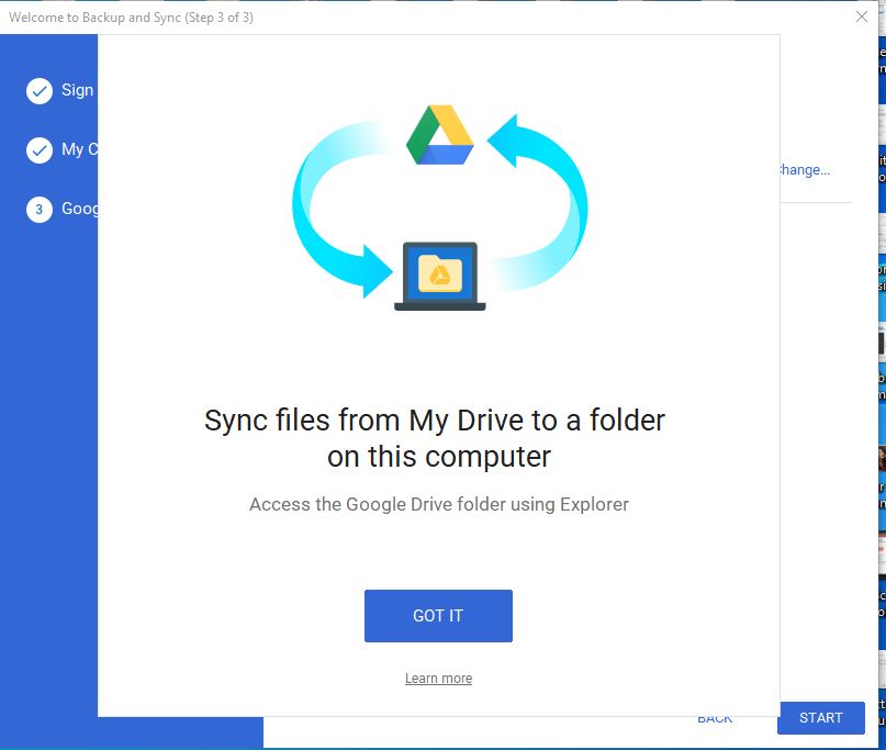 Sync files from my drive to a folder on this computer