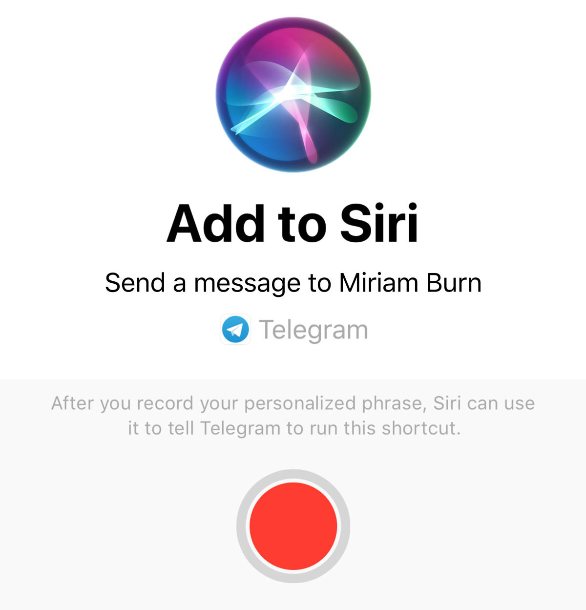 USe Apple Siri to control Telegram Chats