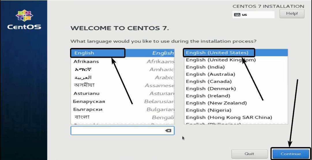 Select installation language
