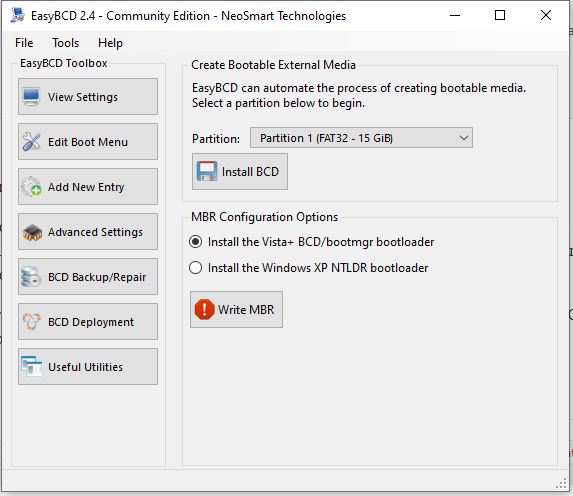 dual boot software for creating  Bootable External Media