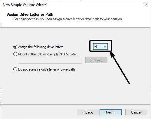 assign a disk letter to the virtual hard drive and format