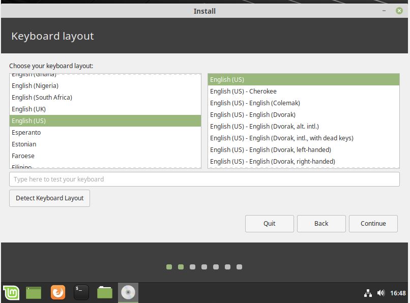 Keyboard Layout of Linux Mint