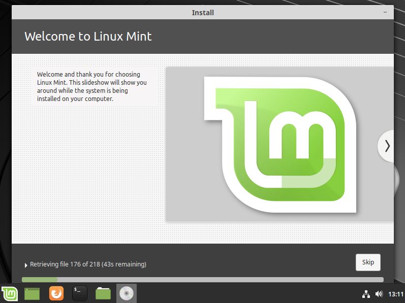 Linux Mint Live USB installtion has stared