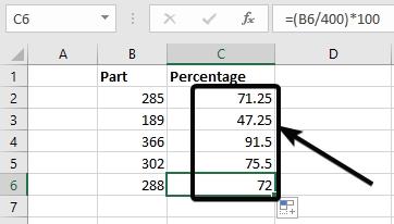 Percentage on Excel 8