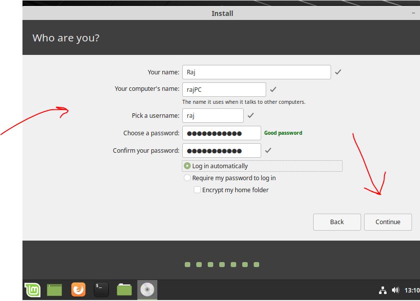 Set username and password