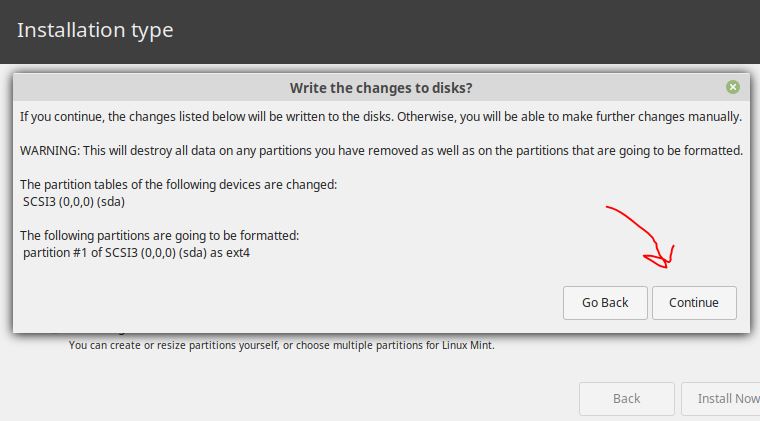 write changes to disk