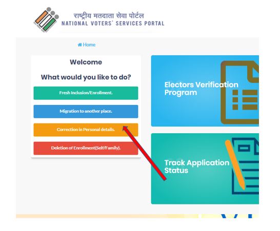 Correct voter card personal details india