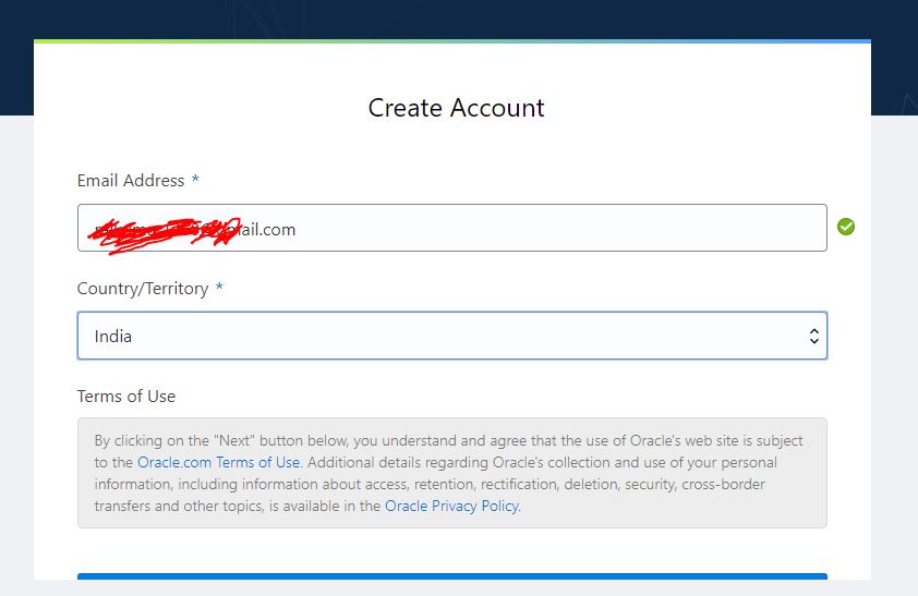 Create Account with Oracel