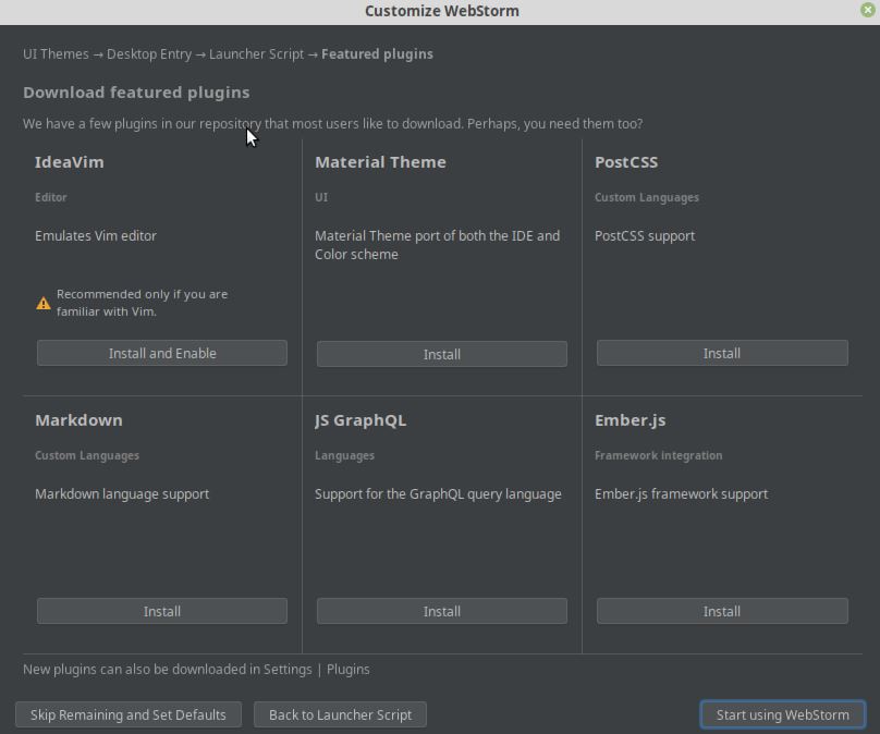 Customize Webstorm and install plugins